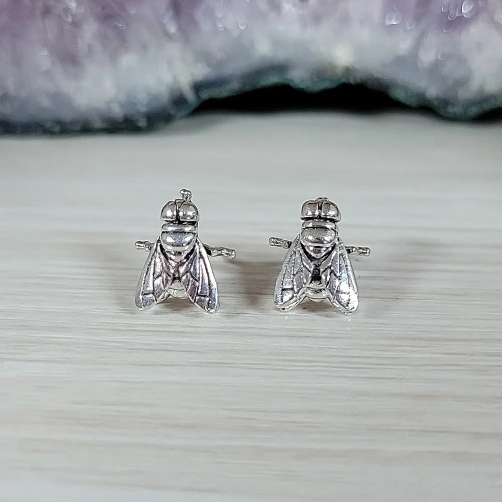Housefly Stud Earrings, unisex